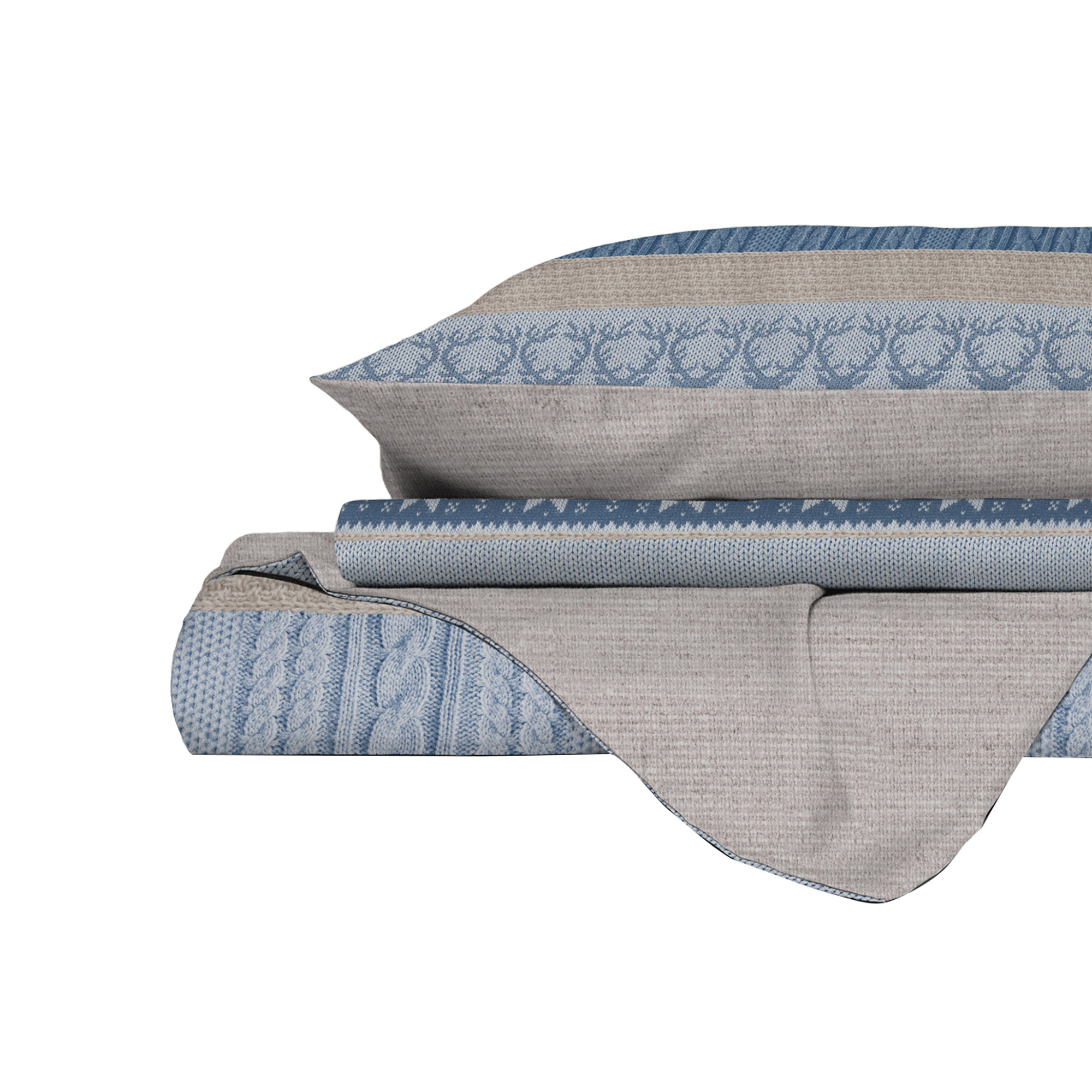 PARURE COPRIPIUMINO ATHENA, 100% Cotone, Made in Italy - RUDOLPH AZZURRO