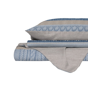 PARURE COPRIPIUMINO ATHENA, 100% Cotone, Made in Italy - RUDOLPH AZZURRO