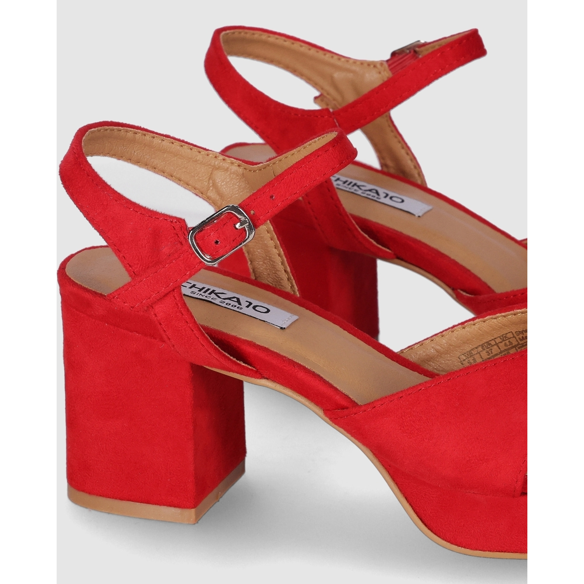 Sandalias de Tejido - Rojo - Tacón: 8 cm