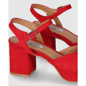 Sandalias de Tejido - Rojo - Tacón: 8 cm