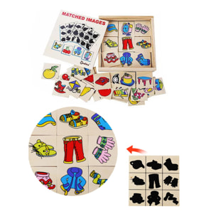 Puzzle in legno per bambini, gioco di abbinamento 40 pezzi. Giocattolo educativo per la prima infanzia.