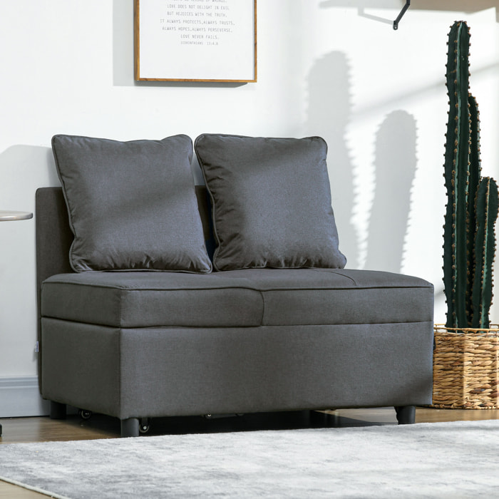 Sofá Cama 3 en 1 Sofá Cama de 1 Plaza con Respaldo Ajustable Sillón Cama Individual con Almohadas para Dormitorio Sala de Estar Apartamento Gris