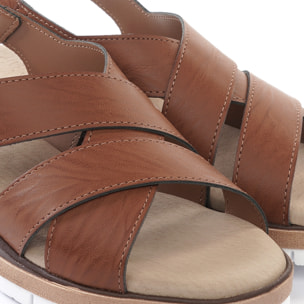 SANDALO ZEPPA FASCE INCROCIATE CUOIO