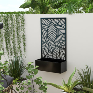 Outsunny Jardinera con Biombo de Metal Huerto Urbano de Pared o de Pie para Cultivos Plantas Flores o Decoración en Terraza Jardín Hogar 61x23x113 cm Negro