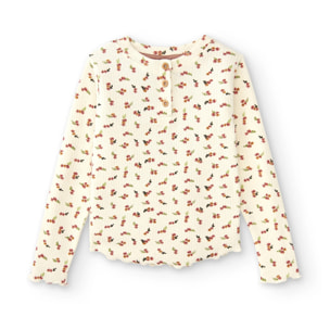 T-shirt Bambina A Maniche Lunghe Con Stampa Floreale