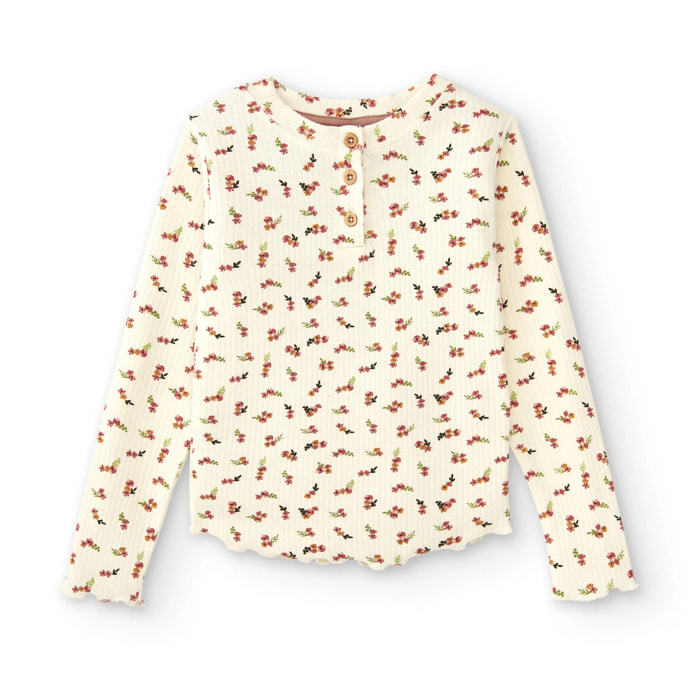 T-shirt Bambina A Maniche Lunghe Con Stampa Floreale