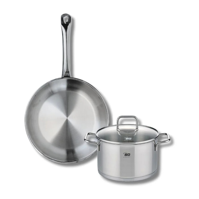 Ensemble de 1 Poêle de cuisson 28 cm et 1 faitout 20 cm Elo Profi Citrin