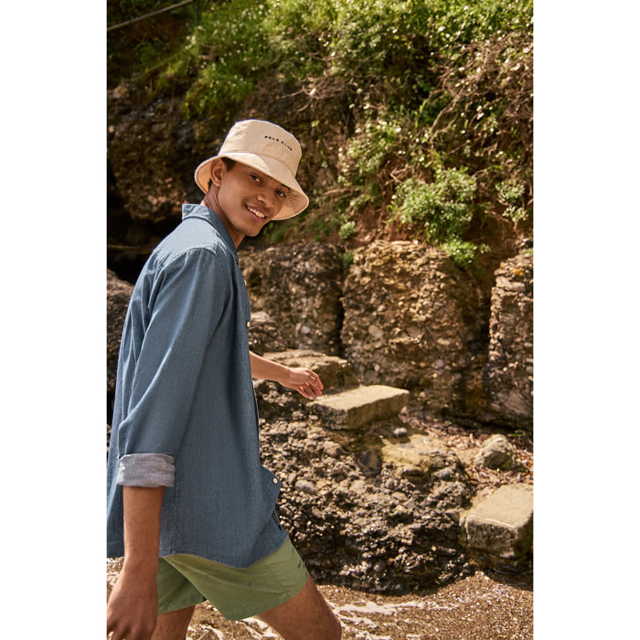 Cappello bucket beige con logo ricamato minimal Polo Club