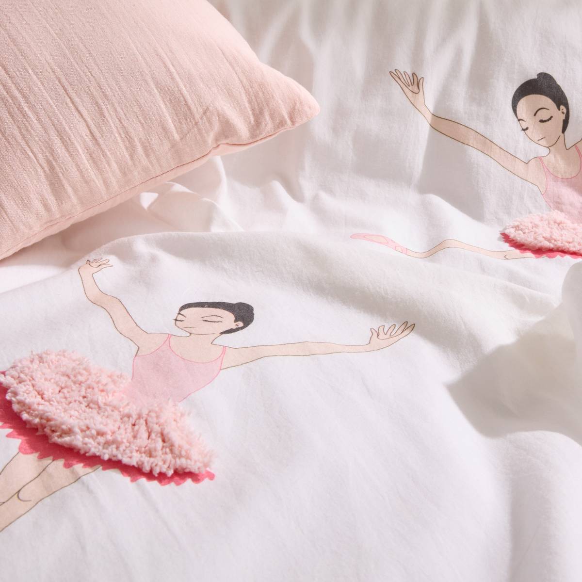 Parure de Lit Tufy 140x200 cm Blanc Imprimé Ballerine