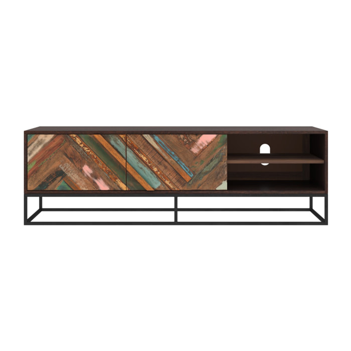 Meuble TV en bois d'acacia et bois recyclé 145 cm - Krabi