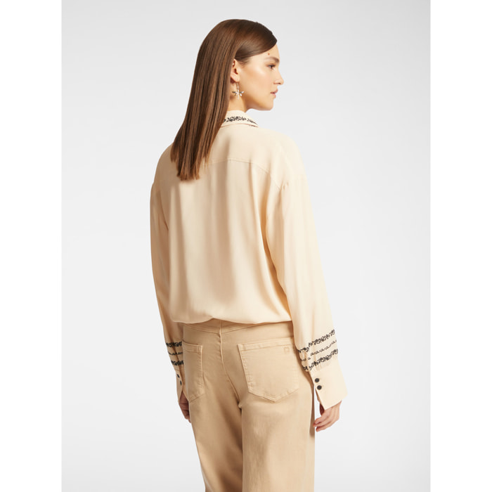 Elena Mirò - Camisa bordada - Beige