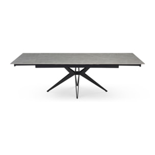 Table extensible céramique gris laqué 180/260cm - 8 piètements - UNIK