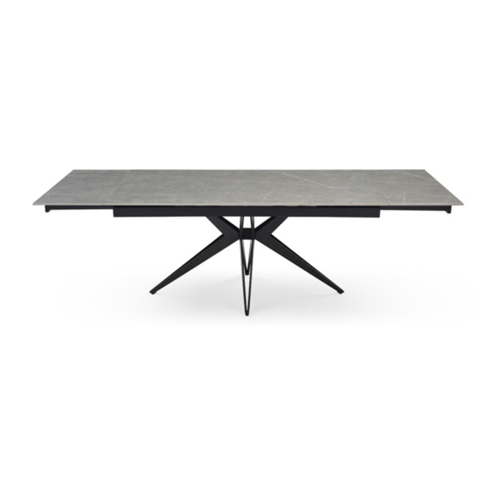 Table extensible céramique gris laqué 180/260cm - 8 piètements - UNIK