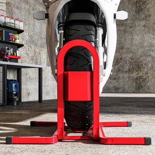 Caballete de Moto, Carga 250 kg, Soporte para Rueda Delantera de Moto Ajustable en 3 Niveles de Metal Robusto, para Ruedas ∅43, 48, 53 cm, Rojo