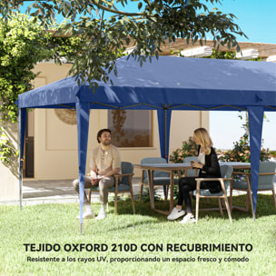 Carpa Plegable 6x3 m, Pop-up, con 4 Laterales Desmontables, Cenador de Jardín con 2 Ventanas Visibles, Bolsa de Transporte, Impermeable, Anti-UV, Gazebo para Camping, Fiestas, Exterior, Azul