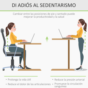 Escritorio de Pie 120x60x72-117 cm con Altura Ajustable Manual con Manivela Mesa para Ordenador para Oficina Estudio Salón Estilo Racing Carga 150 kg Natural