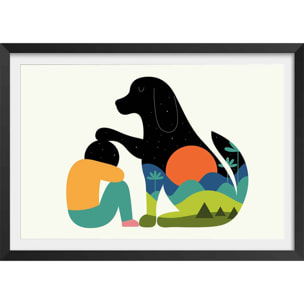 Affiche  belle et sebastien Affiche + cadre en bois - Noir