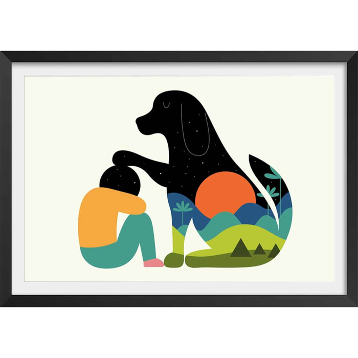 Affiche  belle et sebastien Affiche + cadre en bois - Noir