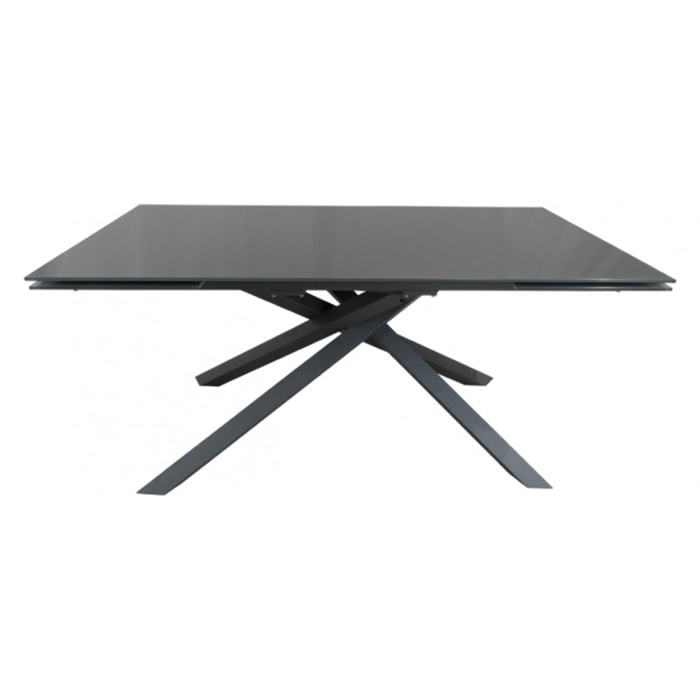 Table extensible plateau en verre gris 160/240 cm - TWIST