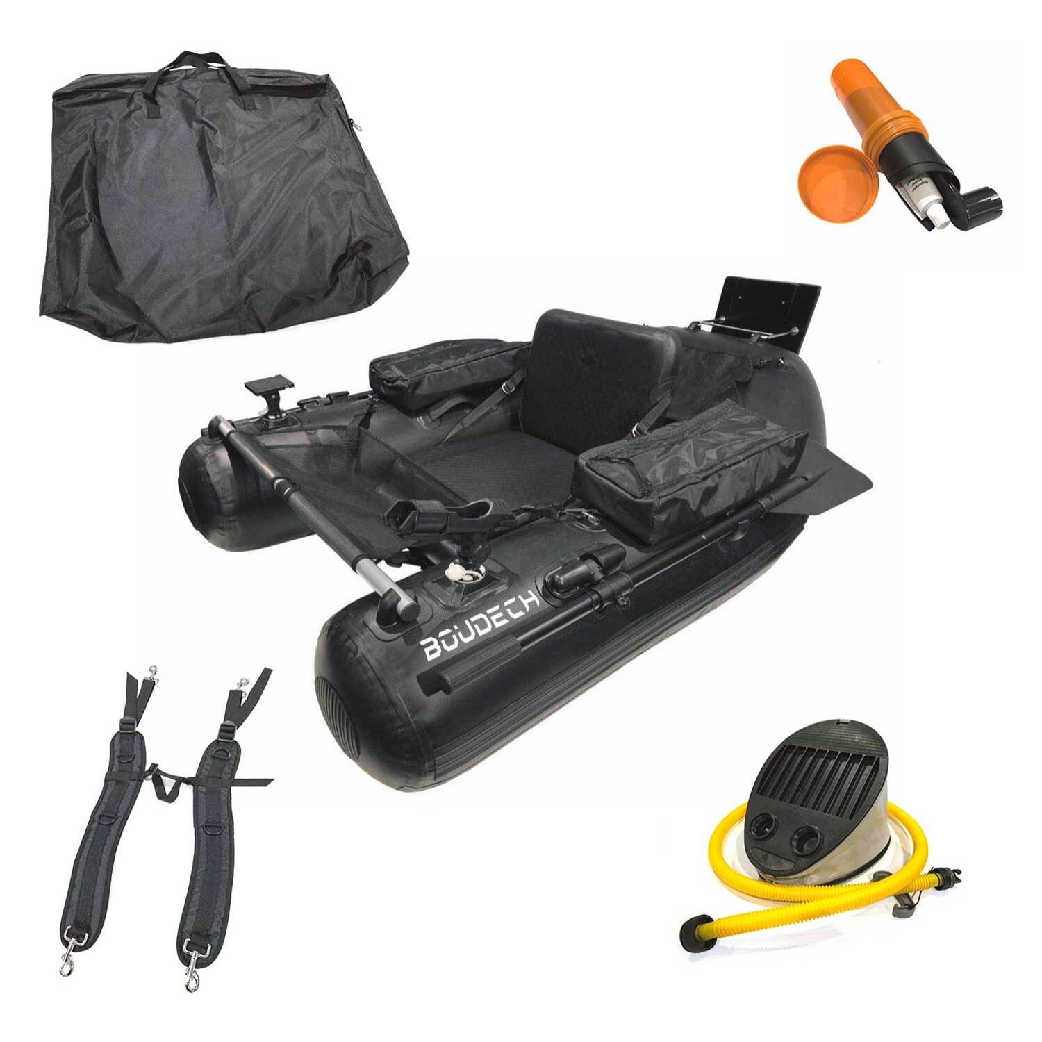 Tendy - Belly boat Barca da pesca gonfiabile in PVC con doppia camera d'aria, 175 cm