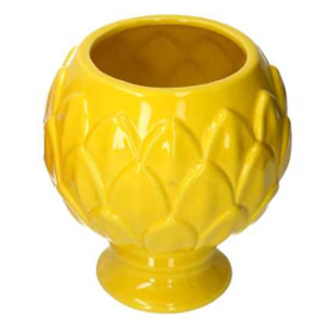 Vaso calice in ceramica giallo cm ø20,5h21,5