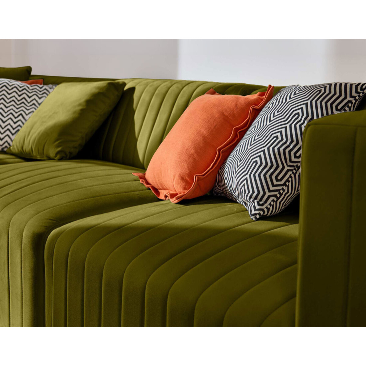 Nova - canapé modulable 3 places - en velours - Vert Olive