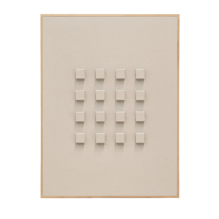 Tableau beige décoratif sur coton avec cadre en bois peint à la main à la peinture à l'huile en différentes tailles