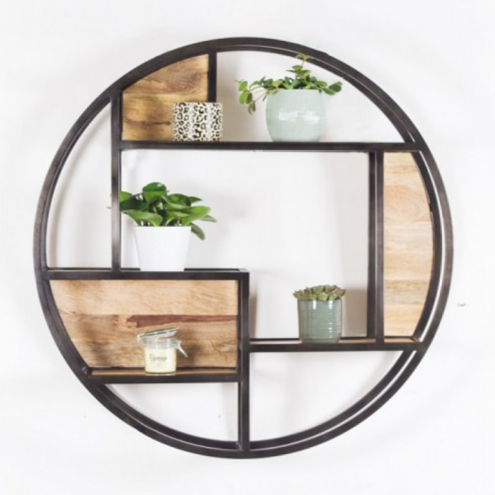 Etagère murale ronde D80cm style industriel - RACK