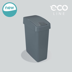 Cubo de Basura Premium ECO con Tapa Abatible, Tacto Suave, 25 L, Magne, color gris