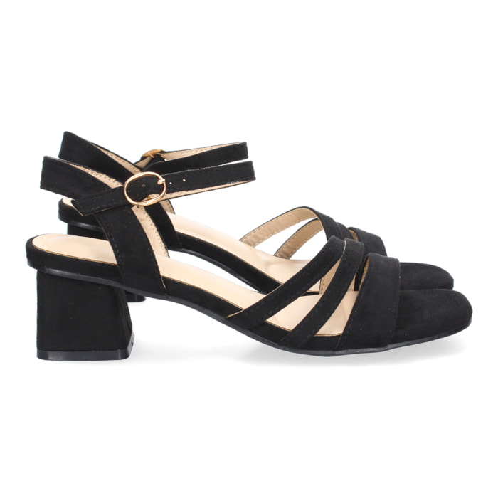 Sandalia de Tacon para Mujer, Comoda, Triple Pala Fina, Estampado Brillante