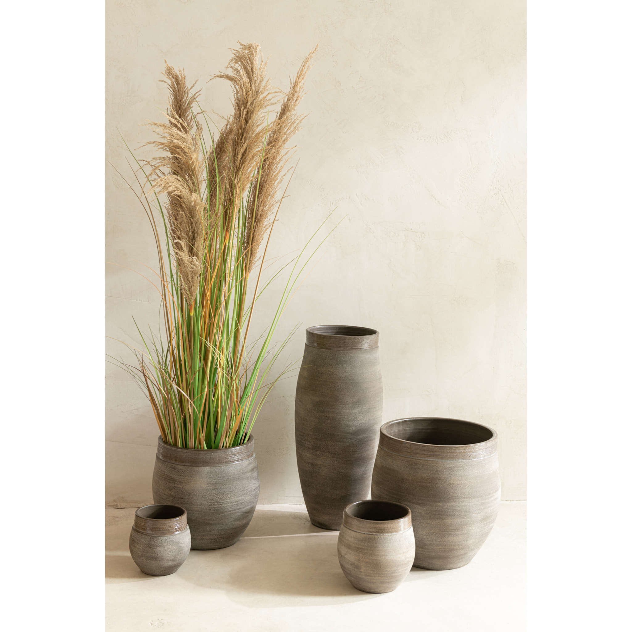 J-Line cache-pot Gio - céramique - marron - small - Ø 19 cm