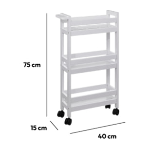 Desserte à roulettes 3 niveaux Blanc coton Colorama