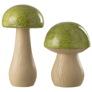 J-Line décoration Champignon Extérieur - polyrésine - vert - 2 pièces