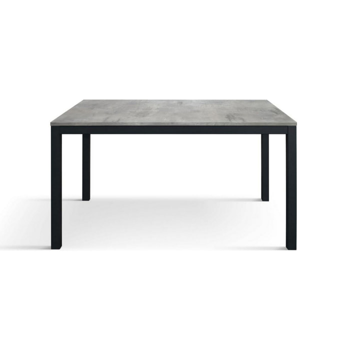 Tavolo TROPEA in legno, finitura grigio cemento e base in metallo verniciato antracite, allungabile 120x80 cm - 170x80 cm