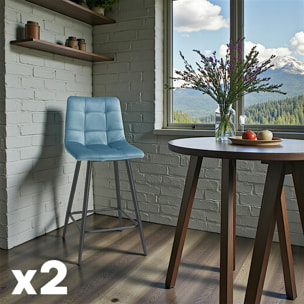 Chaise de bar en velours bleu (lot de 2) ALTA