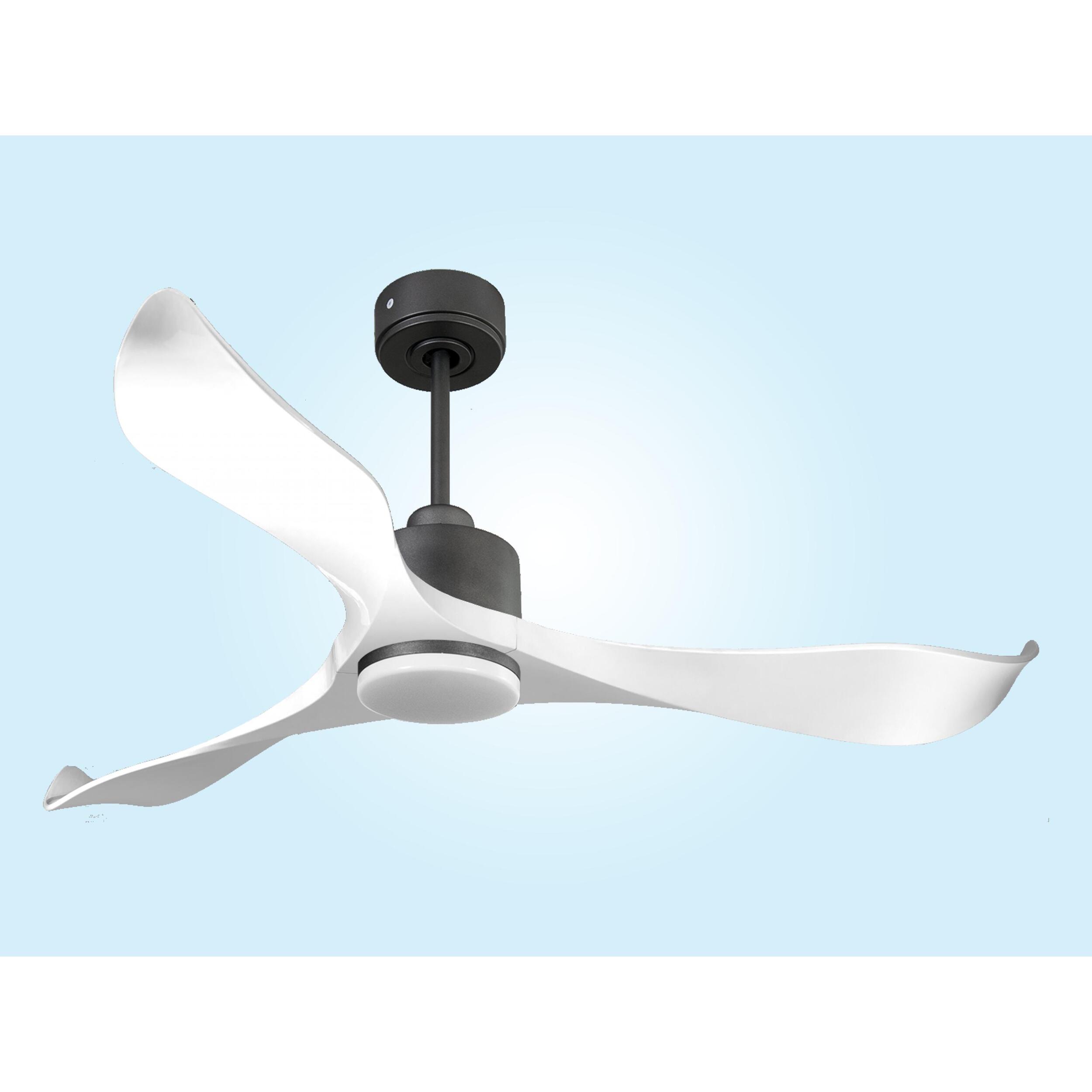 Ventilateur de plafond Réversible  Thermostat Dimmable Wifi Moteur à courant continu Toits en pente Télécommande Lumière à trois tons Adaptateur 2/3 Lames