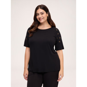 Fiorella Rubino - T-shirt con applicazioni animalier - Nero