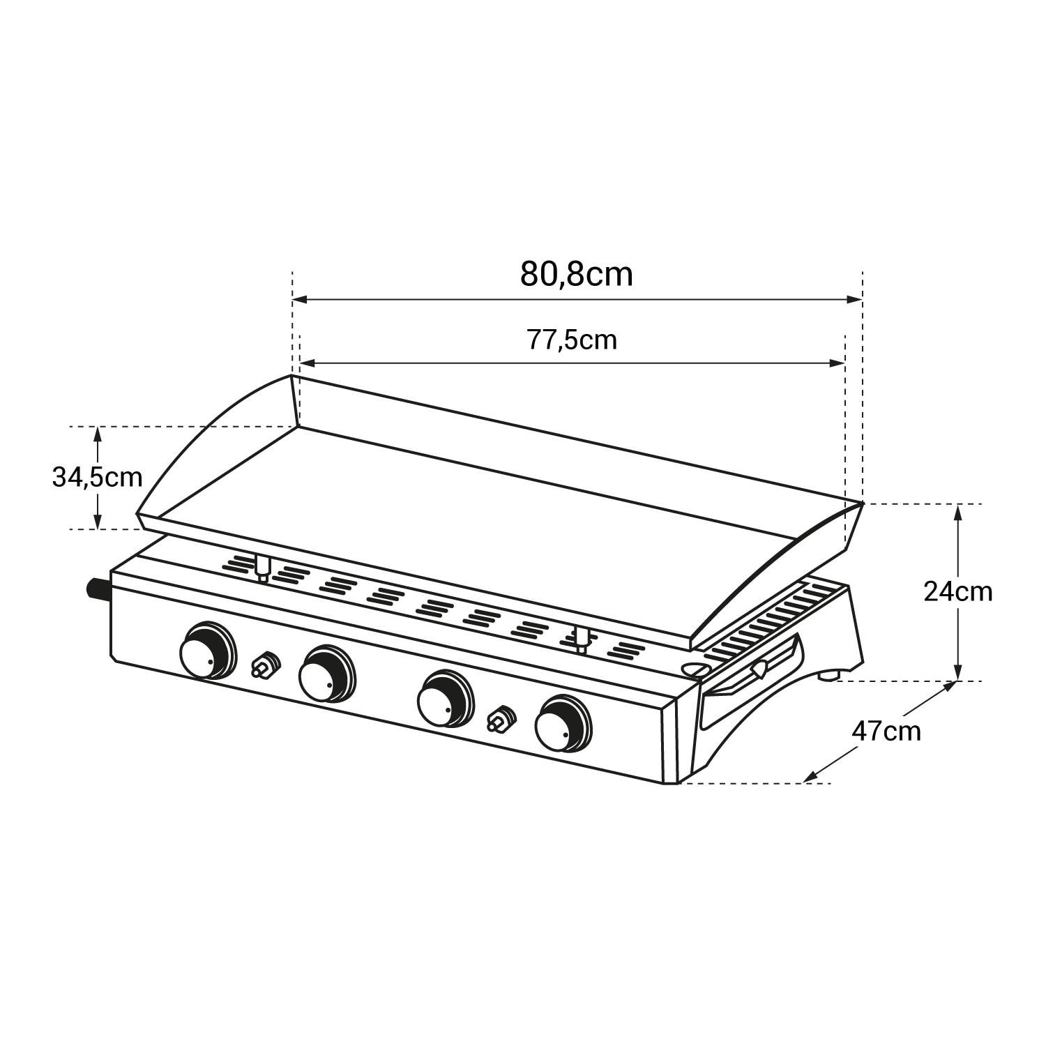 Plancha au gaz VALENCIA - 4 brûleurs 10kW