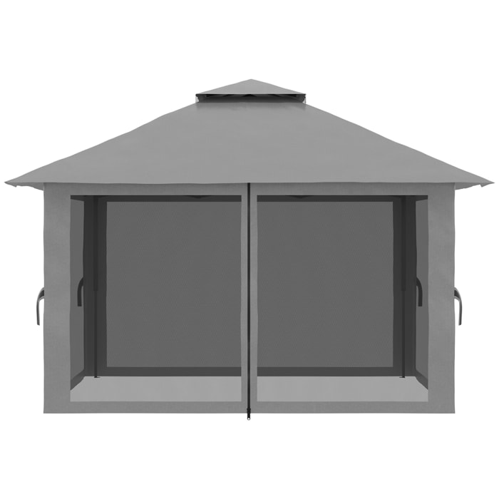 Tonnelle barnum de jardin pop-up pliant 3,92L x 3,92l x 2,83H m sacs de lestage et transport inclus gris