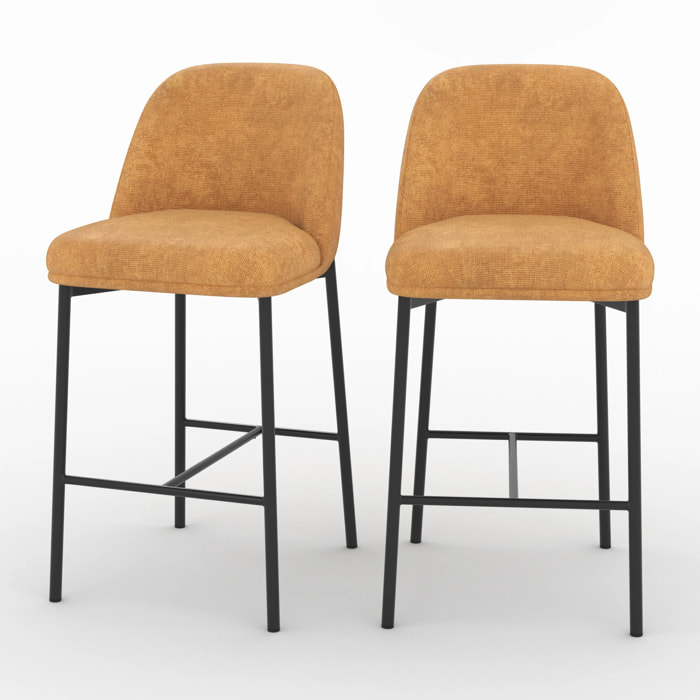 Lot de 2 chaises pour îlot central 67 cm en tissu jaune moutarde - Noah