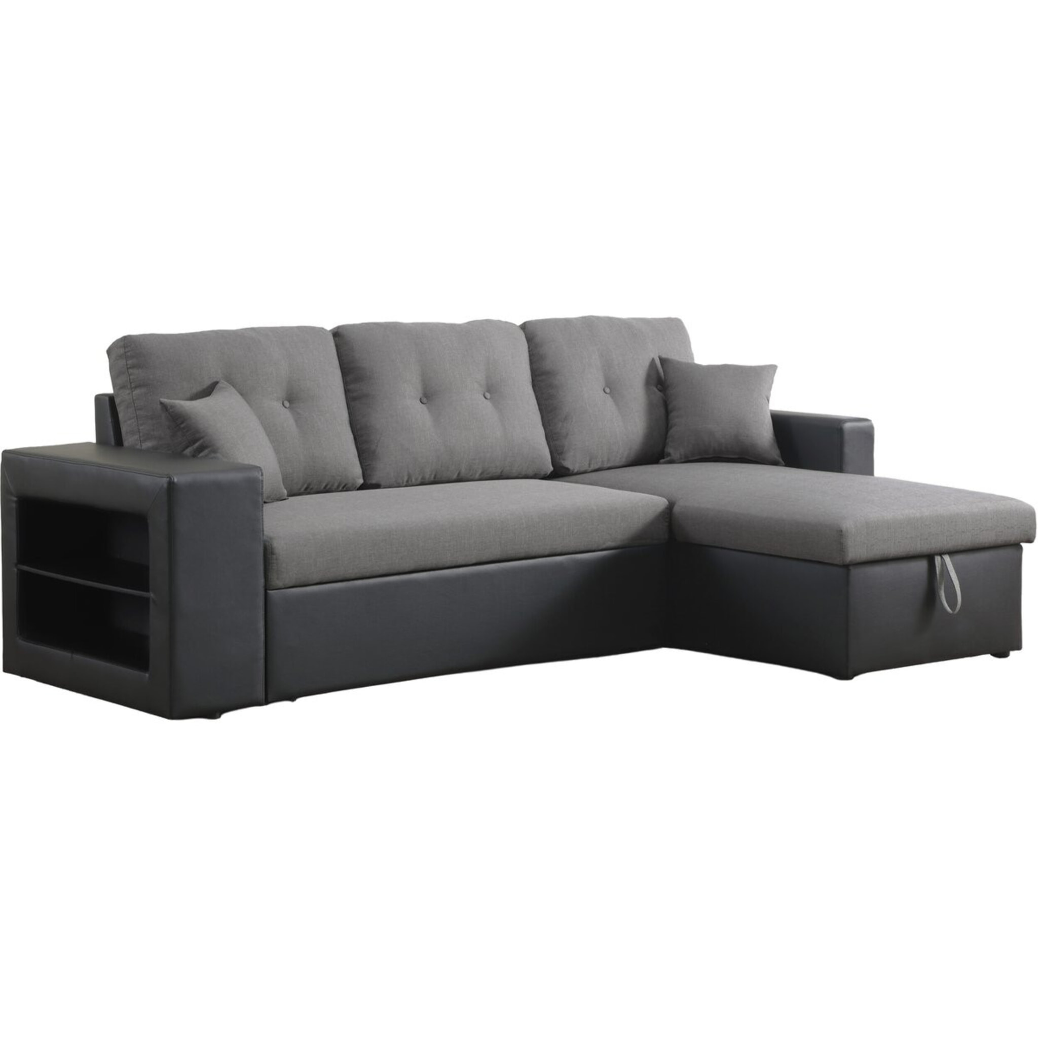 Canapé d'angle convertible/réversible "Axel" - 3 places - Noir/Gris