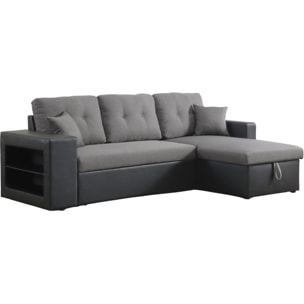 Canapé d'angle convertible/réversible "Axel" - 3 places - Noir/Gris