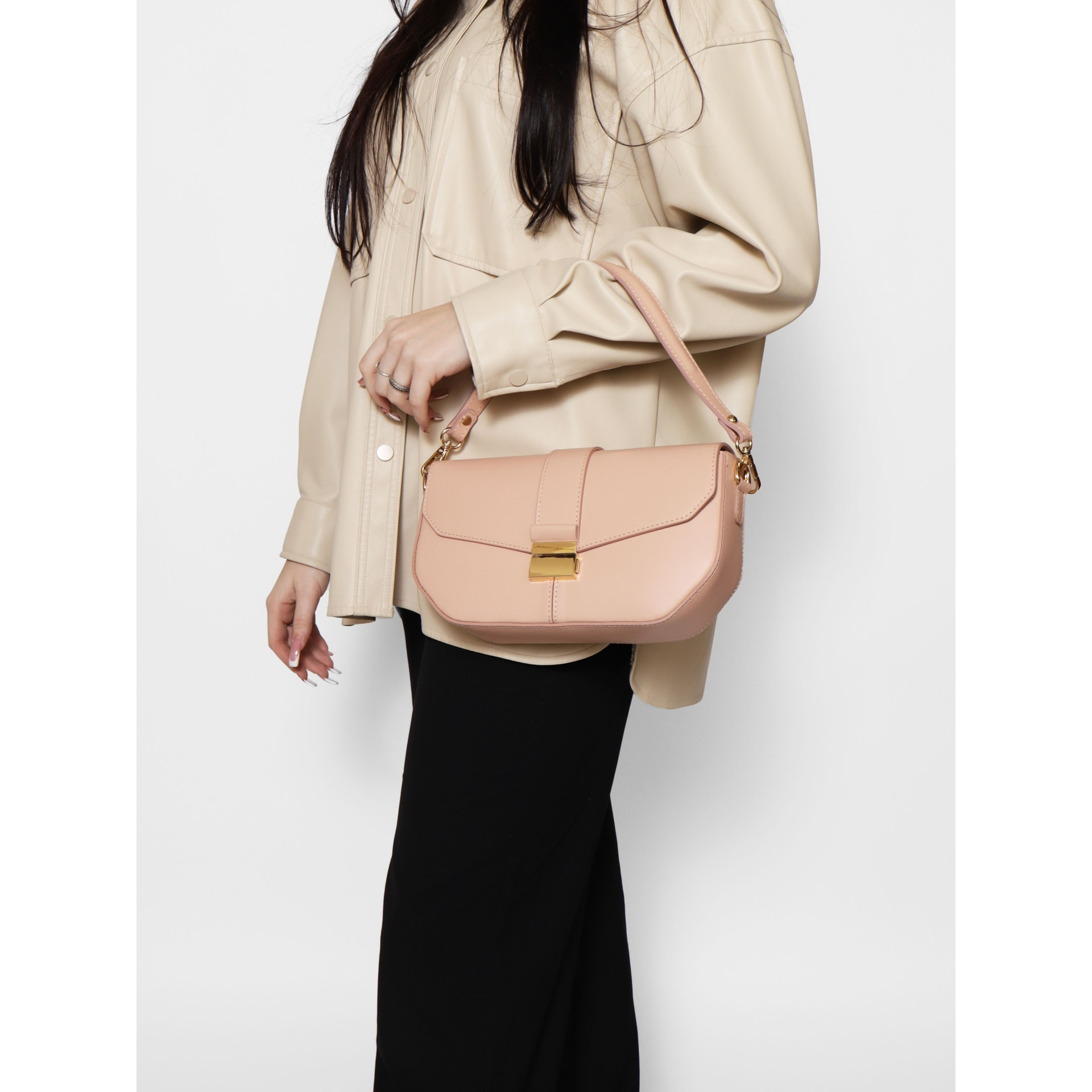 Borsa a spalla da donna - Modello False - Vera pelle - 27.0 x 15.0 x 7.0 cm