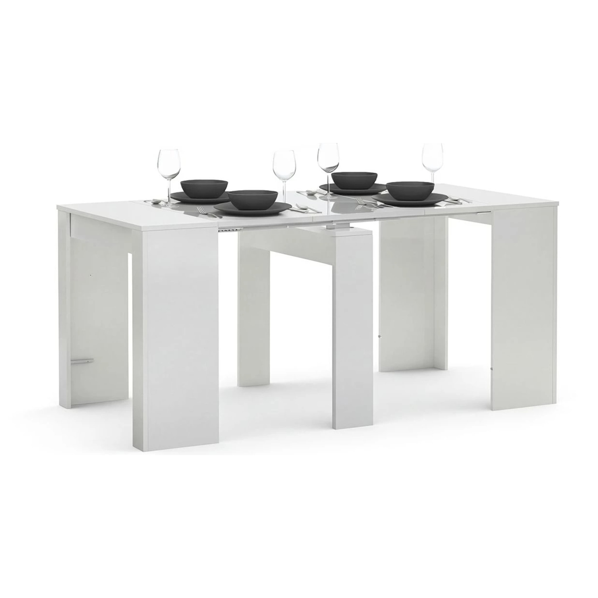 Mesa consola extensible en blanco 50-235x90 cm Denis Blanco