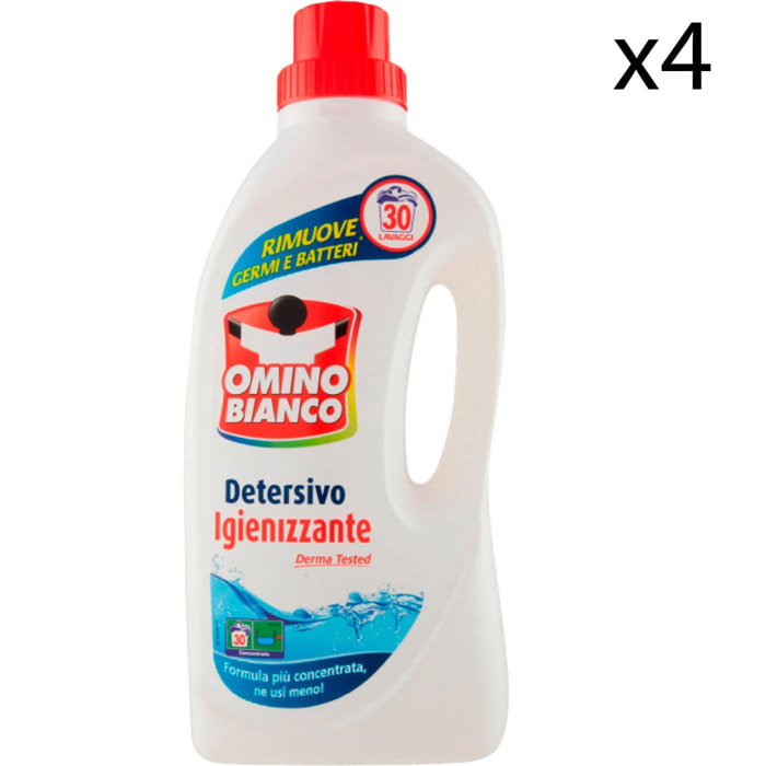 4x Omino Bianco Detersivo Liquido Igienizzante - 4 Flaconi da 1,5 Litri