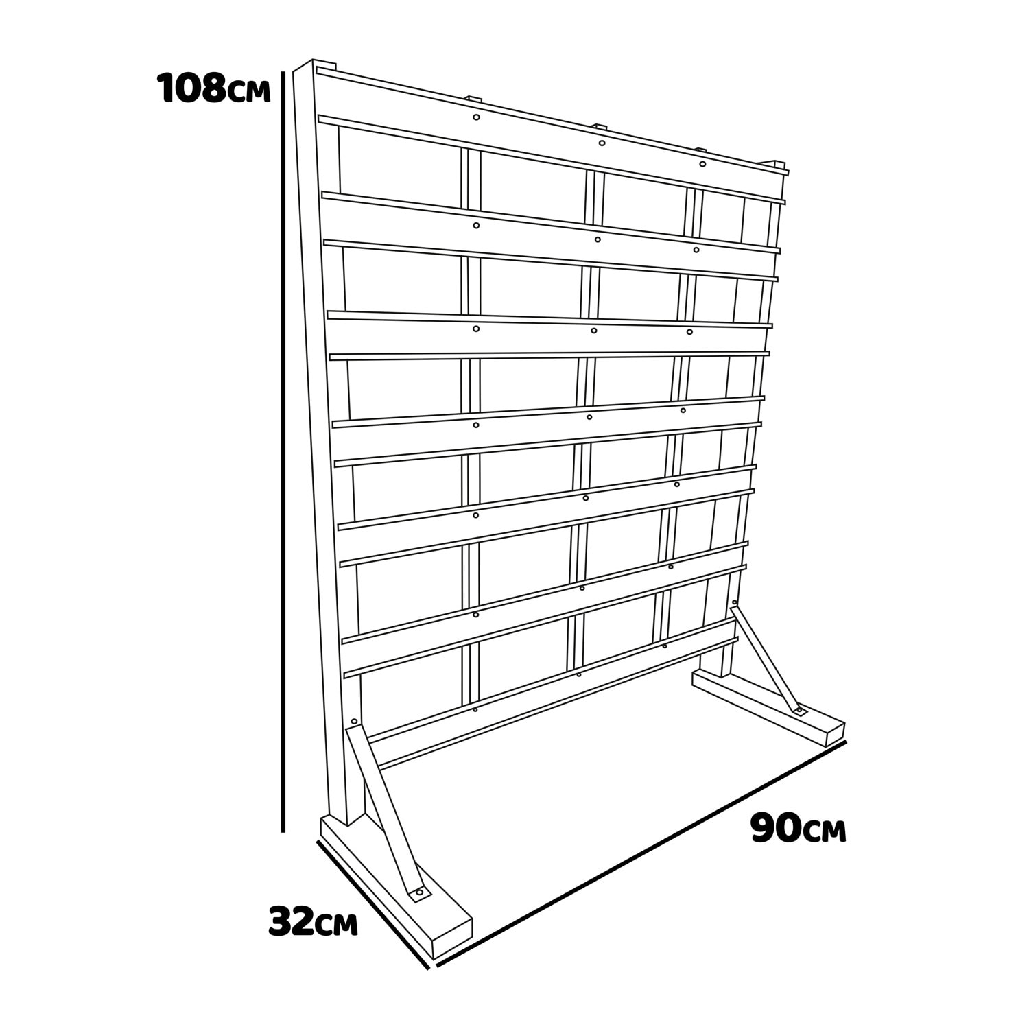 Pal Basic - Scaffale da garage per minuteria, porta attrezzi freestanding con 56 porta utensili