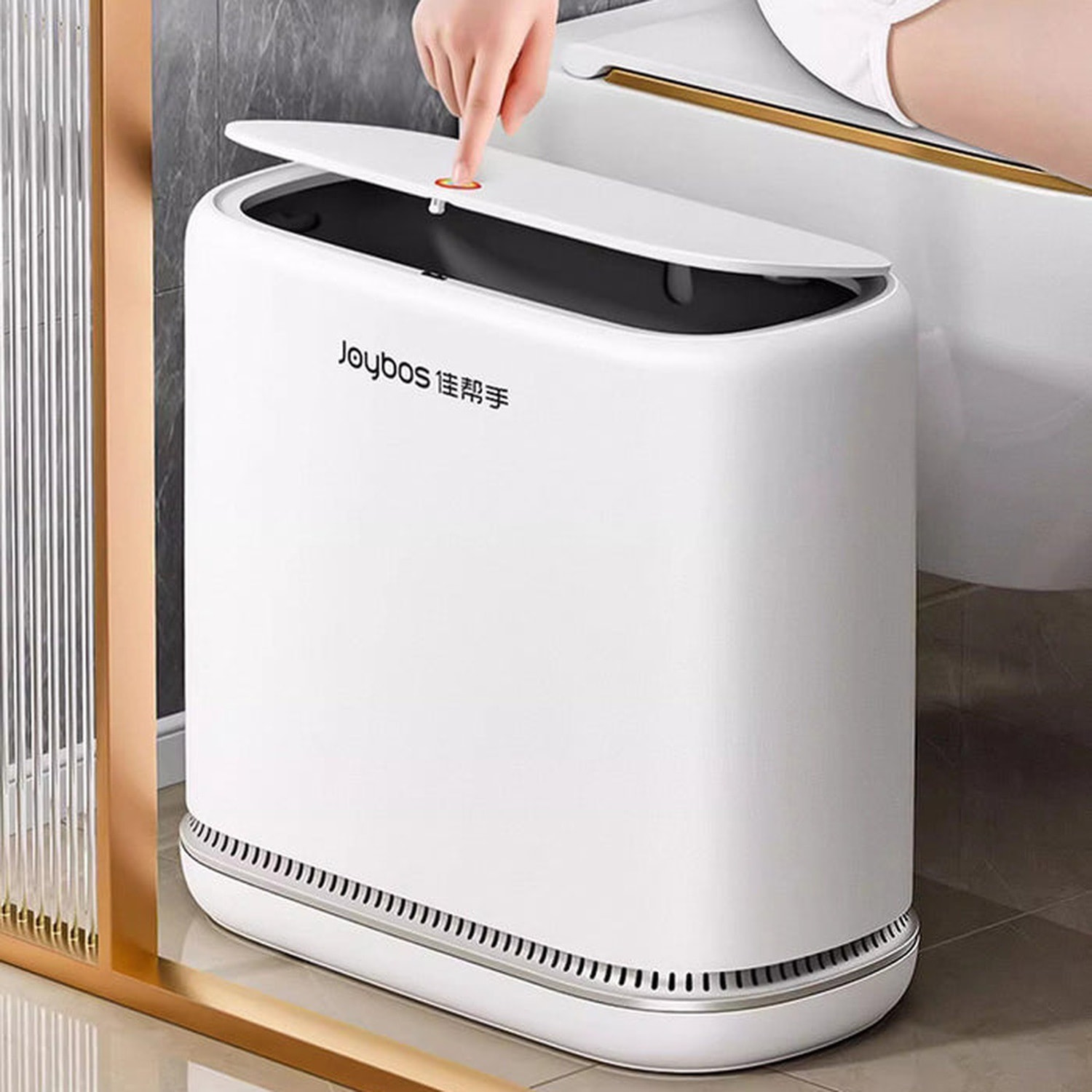 Joybos - bote de basura con tapa superior a presión para baño 12,5l