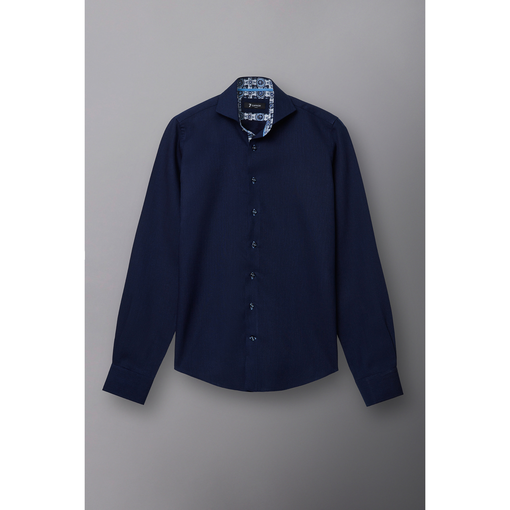 Camicia Uomo 1 Bottone Button Down Slim Armaturato Unito Blu