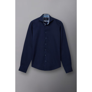 Camicia Uomo 1 Bottone Button Down Slim Armaturato Unito Blu