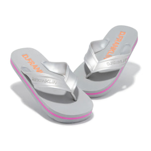 Sandalias Estilo Chancla Con Tira Dedo Mujer Flop Summer Club Plata